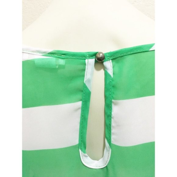 A'Gaci Small Sheer Green and White Striped Top - Picture 5 of 8
